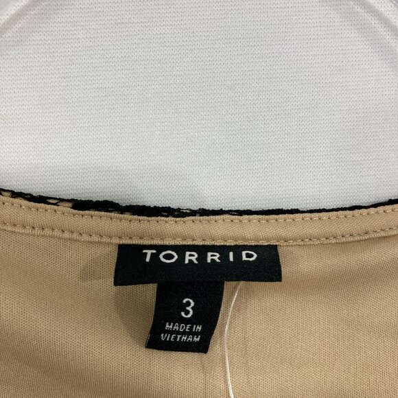 New Torrid Top size 3X Black Tan Stretch Lace High Neck Tank - Picture 4 of 10
